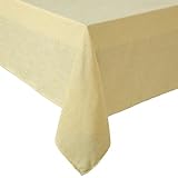 Laura Ashley Harper Luxuriously Smooth Fabric Tablecloth for Formal or Casual Dining, Holiday, Banquet, Wedding or Party, 60' x 102', Yellow