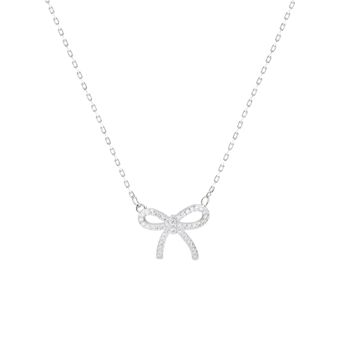 LIYAPEI Rhinestone Bow Necklace for Women, Tiny Dainty 14K Gold Plated Bowknot Pendant Choker Necklace Makes A Cute Bow Jewelry Gift for Women Girls