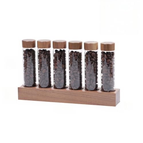 Punex 試験管立て、試験管立て 木製、 試験管スタンド、試験管スパイスラック、チューブラック、 試験管ホルダーラック、チューブラック 木製、木製ラック ガラス試験管ホルダー、コーヒー豆用木製ラックガラス試験管ホルダー、木製コーヒー豆茶ディスプレイラック