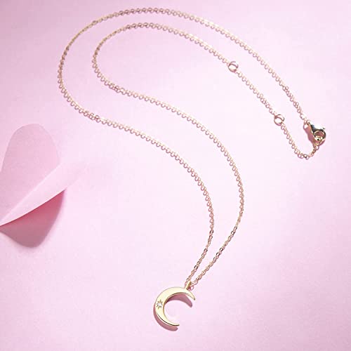 Collar de Luna de Oro Amarillo 14 Quilates para Damas