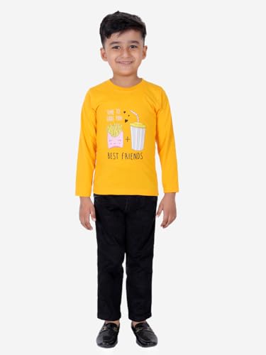 Image of superminis Boy's /Girls Cotton Round Neck Full Sleeves Regular Fit T Shirts With Trendy And Fun Prints