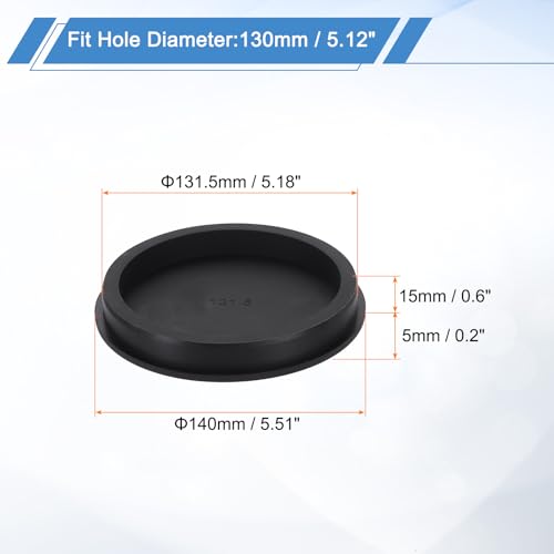Image of uxcell Silicone Hole Plug, Waterproof Round Rubber Stoppers Bottle Seal Plugs Tube Pipe End Caps for 130mm /5.12 inch Hole for Bathtub Bottle, Black