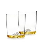 Huckberry Whiskey Peaks Iconic Mountain Bar Glasses, 11.5 oz Capacity, Lead-Free Crystal, Mt. Everest, Set of 2 Set of 2 Cups