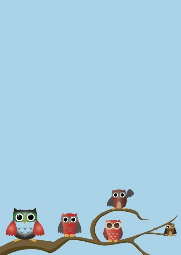 Briefpapier Motivpapier Eulen blau DIN A4 90 g/m² (20 Blatt)