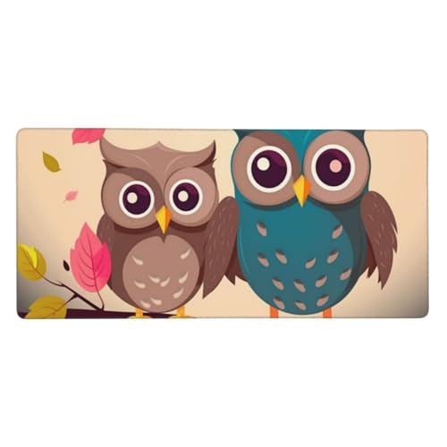Tapis de souris pour le travail et bureau grand format à motif chouettes mignonnes