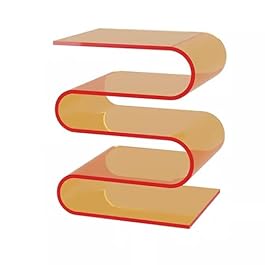 S-Shaped Acrylic Side Table, Modern Transparent Coffee Table, Stylish Bedroom & Living Room Furniture, Chic Clear Bookcase, Brown Accent Table for Home Decor