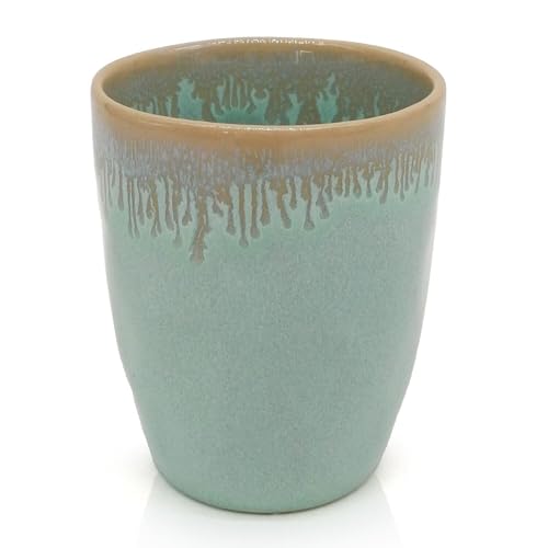 Mea-Living STONEWARE Becher türkis Herz, handgemachtes Steingut, 280 ml, wunderschönes handmade Geschirr – Bild 3
