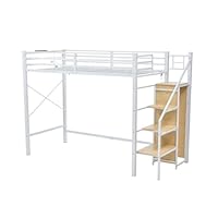 ホワイト ロフトベッド　パイプベッド　シングル Amazon｜【ホワイト】 ロフトベッド パイプベッド デスク付き シングル