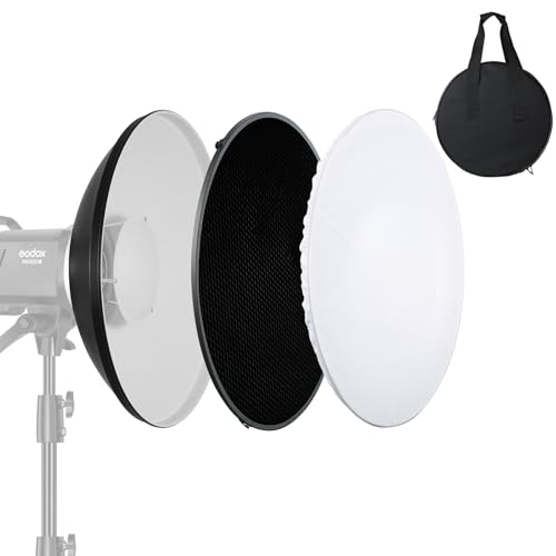 Soonpho 12inch/30cm Standard Reflector Beauty Dish with Honeycomb Grid Diffuser Sock and Bag for Bowens Mount Studio Strobe Flash Light Like Neewer VC-400HS VE-300 Godox AD200 AD180 AD360 (White)