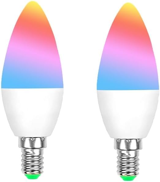 ngnsky Tuya Lot de 2 ampoules LED intelligentes Bluetooth RGBCW, E14, synchronisation de la musique, changement de couleur, avec contrôle par application pour...