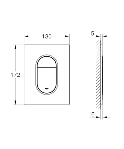 GROHE Arena Cosmopolitan S Flush Plate for Concealed Cisterns (Dual Flush or Start-and-Stop Actuation for Pneumatic Drop Valve AV1, Water Saving, Vertical Fit), Size 130x172mm, Phantom Black, 37624KF0 - Image 4