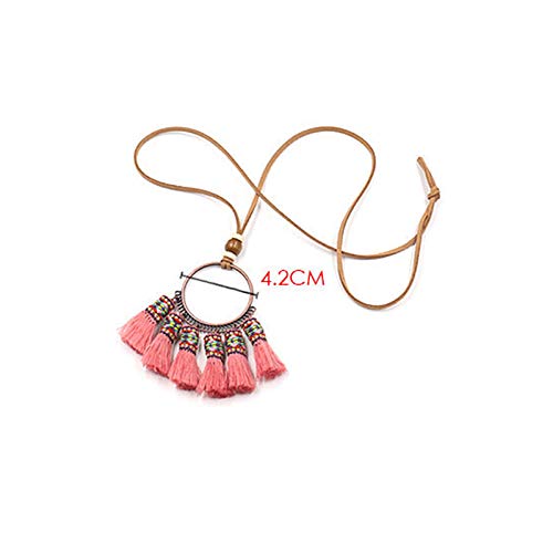 Andoer Novo colar feminino feito à mão com borla em liga vintage Bohemia longa declaração com corda