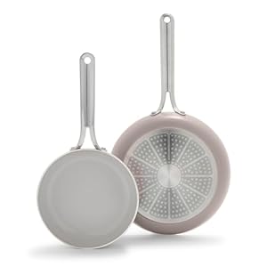 GreenPan Nova 8” and 10” 2 Piece Frying Pan Skillet Set, Healthy Ceramic Nonstick, PFAS-Free, Induction Suitable, Dishwasher and Oven Safe, Clay