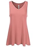 danibe Women's Sleeveless V-Neck Flowy Blouse Tunic Top Soft Shirts DROSE L