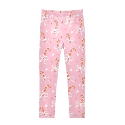 CaTaKu Girls Leggings Candy Cane Bow Cute Leggings for Girls Kids Athletic Workout Yoga Pants Size 4-10T