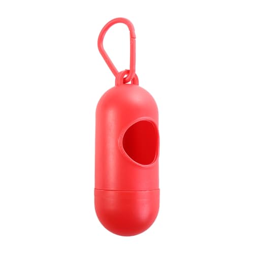 Dispenser per sacchetti per escrementi di cani, con clip per guinzaglio, si attacca al guinzaglio del cane, porta sacchetti per raccogliere le cacce, accessori per animali domestici (rosso)