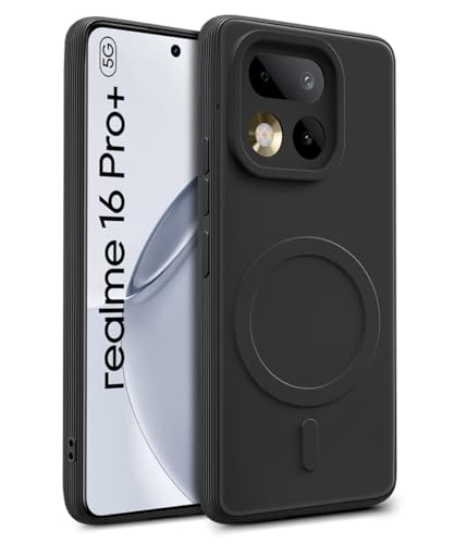 Image of WOW IMAGINE Back Case Cover for Realme 16 Pro Plus 5G | Soft Matte Silicone Case| Slim Fit & Shockproof | Camera Protection Bumper Cover (Black)