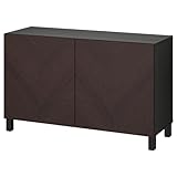BESTÅ storage combination with doors, 120x42x74 cm, black-brown Hedeviken/Stubbarp/dark brown stained oak veneer