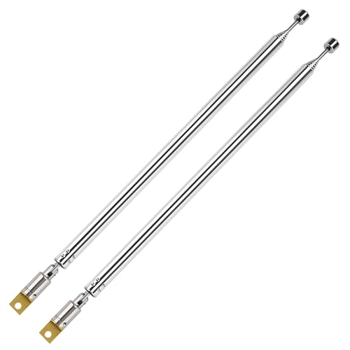 VooGenzek 2 Sztuk 100 cm 7-Sekcyjna Antena Teleskopowa, Wymiana Anteny Teleskopowej, Zamiennik Anteny Teleskopowej, do Odbioru Radia TV DAB FM/AM Stereo