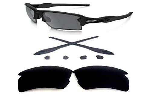 Galaxy Objektiv + Gummiteile für Oakley Flak 2.0 XL Sonnenbrille, Schwarz, schwarz Cover