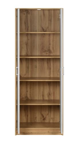 Image of DeckUp Plank Giona Engineered Wood Book Shelf and Display Unit (Wotan Oak and White, Matte Finish)