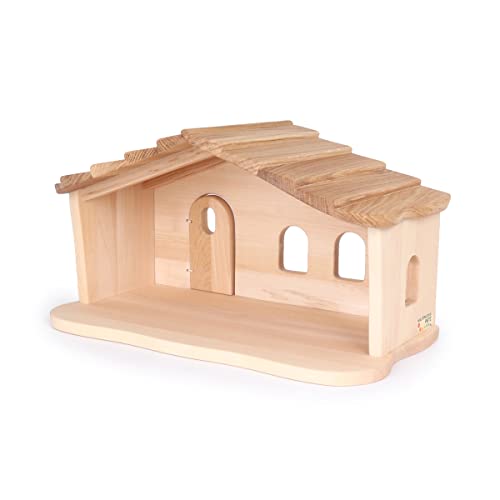 Holz-Weihnachtskrippe 2439 - Dach m. Schindeln - Kinder-Bauernhof - Krippenstall Cover