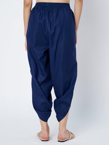 Image of 9rasa Women's Cotton Solid Harem Dhoti Pants for Casual FusionWear Workwear