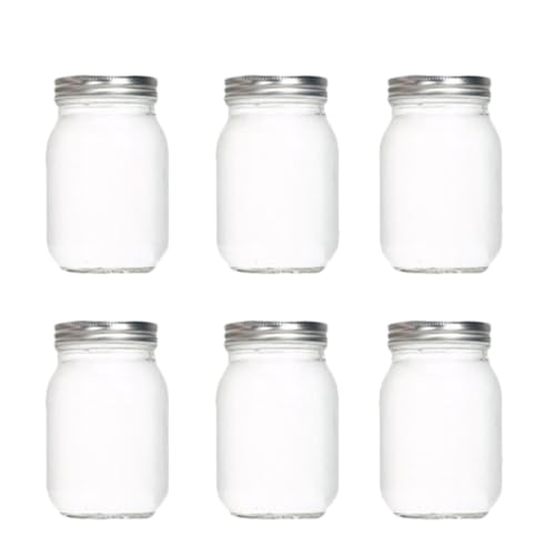 OSALADI Frascos de Vidrio Redondos Transparentes 500 Ml 6 Piezas Cierre Hermético para Almacenamiento de Frutos Secos, Miel y Alimentos en Cocina, Resistentes a Altas Temperaturas,