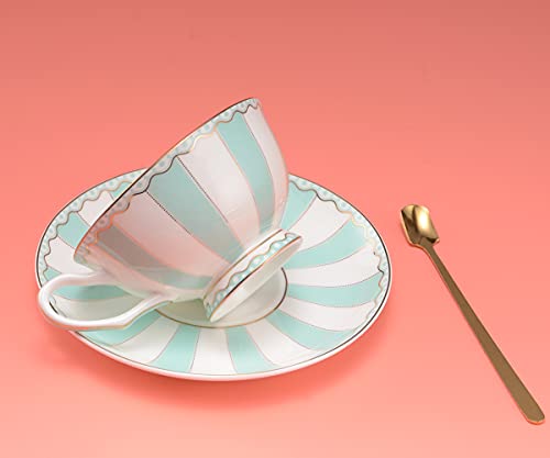 Pfedxoon Bone China Tea Cup With Saucer Spoon 3 Piece Set（7Oz） Cappuccino Cups, Coffee Cups, Tea Cup Set, British Coffee Cups, Porcelain Tea Set, Latte Cups, Mother's Day Gift #TOP2