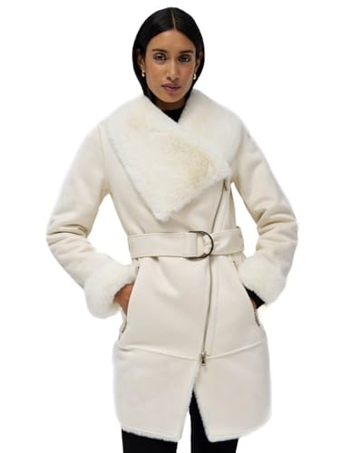 Manteau en daim Salsa Jeans femme veste longue cuir col fourrure hiver