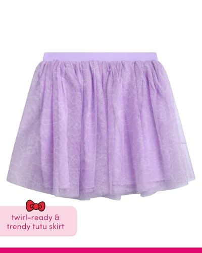 Image of Hello Kitty Girls Skirt Set - 2 Piece Short Sleeve T Shirt and Tutu Skirt Kids Outfit Set (Sizes: 2T-12)