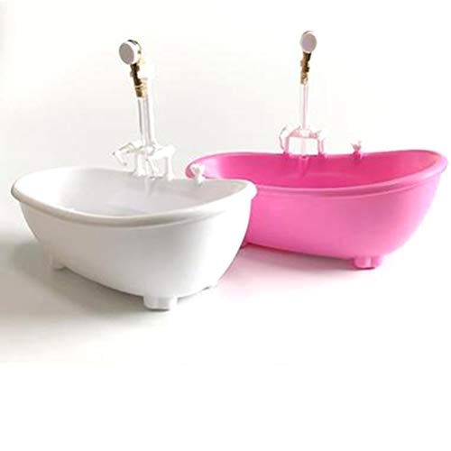 TOYANDONA Baby Bathtub with Shower Sprayer, Mini Bathtub Bathroom Accessories Dollhouse Furniture Pretend Play Toy for Kids Dolls Bath Playset -Pink - Image 4