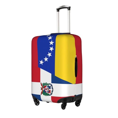 Travel Luggage Cover Half Venezuela Half Dominican Republic Flag Fashion Washable Baggage Suitcase Protector Fit For Luggage Medium2