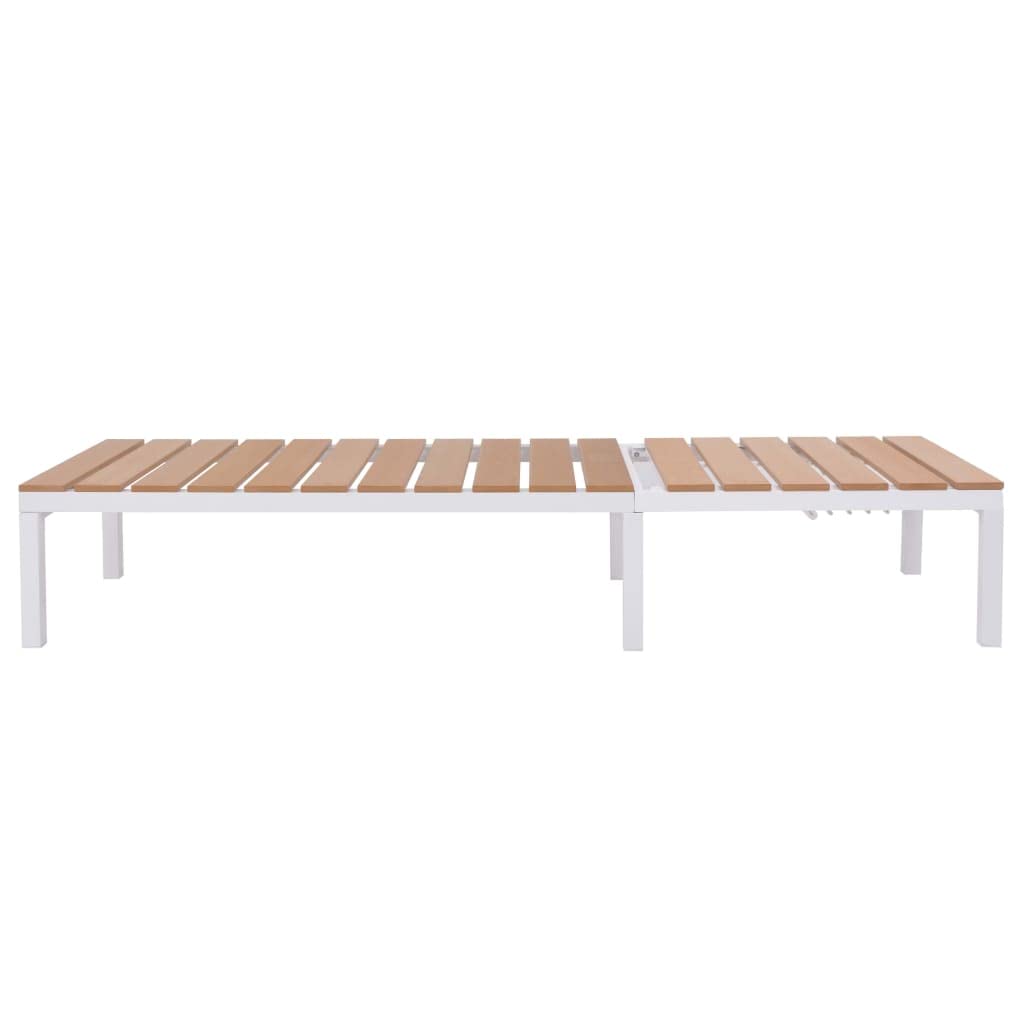 Leżak aluminiowy i WPC brązowy regulowany z 5 pozycjami, odporny na warunki atmosferyczne i ergonomiczny, idealny do ogrodu, na taras, balkon, basen i relaks na świeżym powietrzu