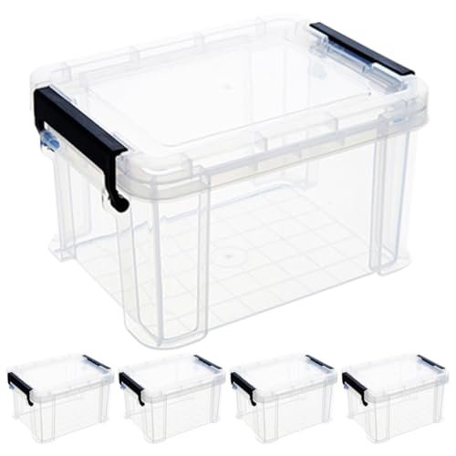 Lurrose 5 piezas Unidades Mini Cajas Almacenaje Transparentes Pequeñas Contenedores Plásticos Portátiles Organizador Práctico para Hogar Oficina