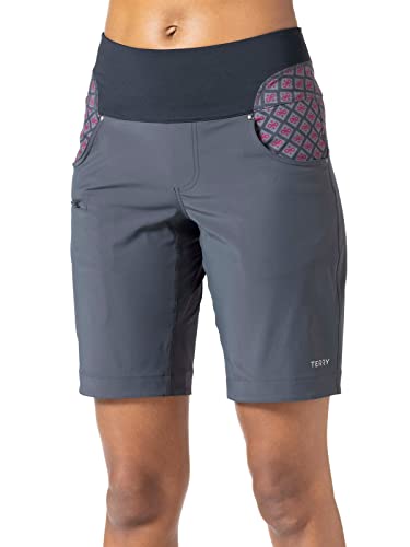 Terry Vista Bike Short, Womens 2 Piece Set: 10 Inch Inseam Mountain Bike Short & Removeable Padded Cycling Brief - Anemone, X Large