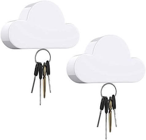 Dadanism Magnetic Wall Key Holder - [2 Packs] Novelty Adhesive Magnetic Key Hanger Organizer, Keep Keychains and Loose Keys Securely in Place - White