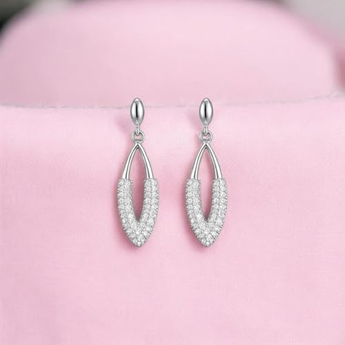 Image of Nilu's Collection Rose Gold Plated American Diamond Drop Earrings for Women And Girls | Anti-Tarnish | Anti-Allergy | Office Wear | Gift For Her