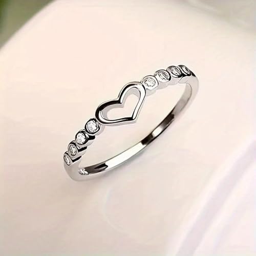White Gold Plated Creative Design Hollow Heart-shaped Cubic Zirconia Engagement Rings Wedding Bridal Band Promise Rings Evening Parties Anniversary Valentine's Day Gifts Eternity Bands for Women2