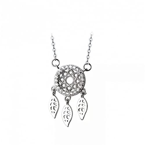 Collier pendentif feuilles zircon brillant bijoux fins réglables argent 925