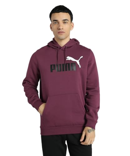 Image of Puma Cotton Men Ess Big Logo Hooded Neck Hoodie Fl (S) Mineral
