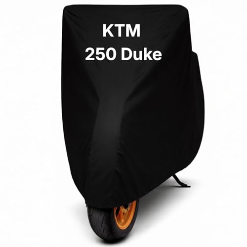 Image of Bike Body Cover for KTM 250 Duke Waterproof & Dustproof Scooter Cover UV Resistant, Heat Resistant & All Weather Protection Heavy Duty Triple Stitched Two Wheeler Cover (Black)