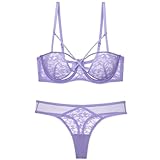 ALDOLA bügel für BH Set Push up büstenhebe Damen Lila Bustier Spitzen für Frauen Bra Mit Polstern Atmungsaktiv Bügel BH Soft Bras for Women (Größe:80C)
