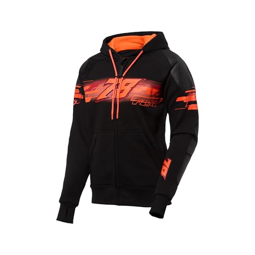 FLM Sudadera con capucha Drift Sport con protectores, clase de protección A, permeable al aire, refuerzo Cordura, color negro, blanco / rojo, S