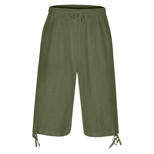 Dademeo Mens Capri Pants Casual Cropped Pants Beach Drawstring Elastic Waist Summer Trousers 3/4 Length Pants with Pockets4