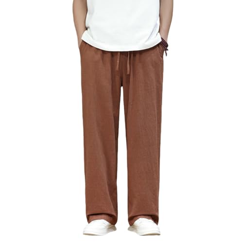 Pantalon rétro en lin pour homme avec finitions soignées style chinois