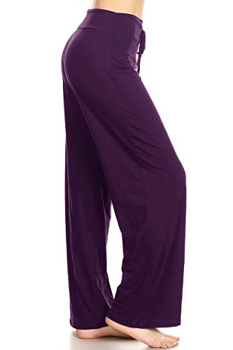 Image of Leggings Depot Women's Wide Leg Drawstring Pajama Pants for Lounge, Sleep | Soft, Breathable Poly-Span, Drawstring Waist, Comfy, Casual, Yoga, Everyday