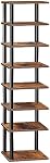 HOOBRO Vertical Shoe Rack for Small Space, 8-Tier Corner Shoe Rack, Wooden Shoe Storage Organizer, for Closet, Entryway, Hallway, Bedroom, No-Tool Assembly, Rustic Brown and Black BF22XJ01