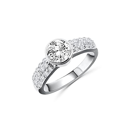 Bague de fiançailles femme argent 925 solitaire zircones pas cher