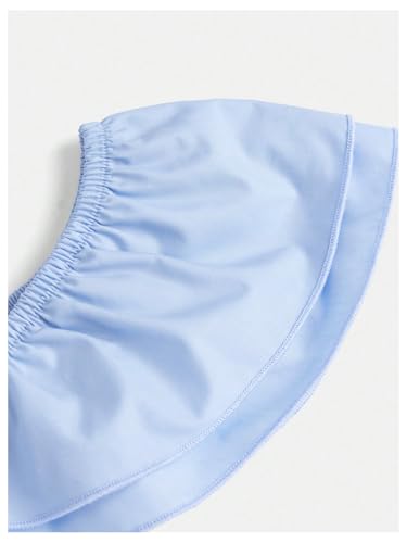 OYOANGLE Girl's Ruffle Cap Sleeve Slim Fitted Crop Top Square Neck Smocked Tops4